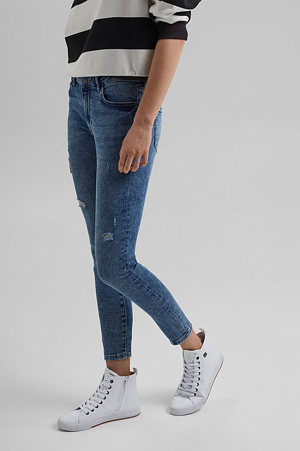 EDC by Esprit, Blugi skinny din amestec de bumbac, Albastru inchis