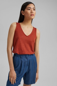 Esprit, Top de in cu decolteu in V, Rosu caramiziu Esprit, Top de in cu decolteu in V, Rosu caramiziu