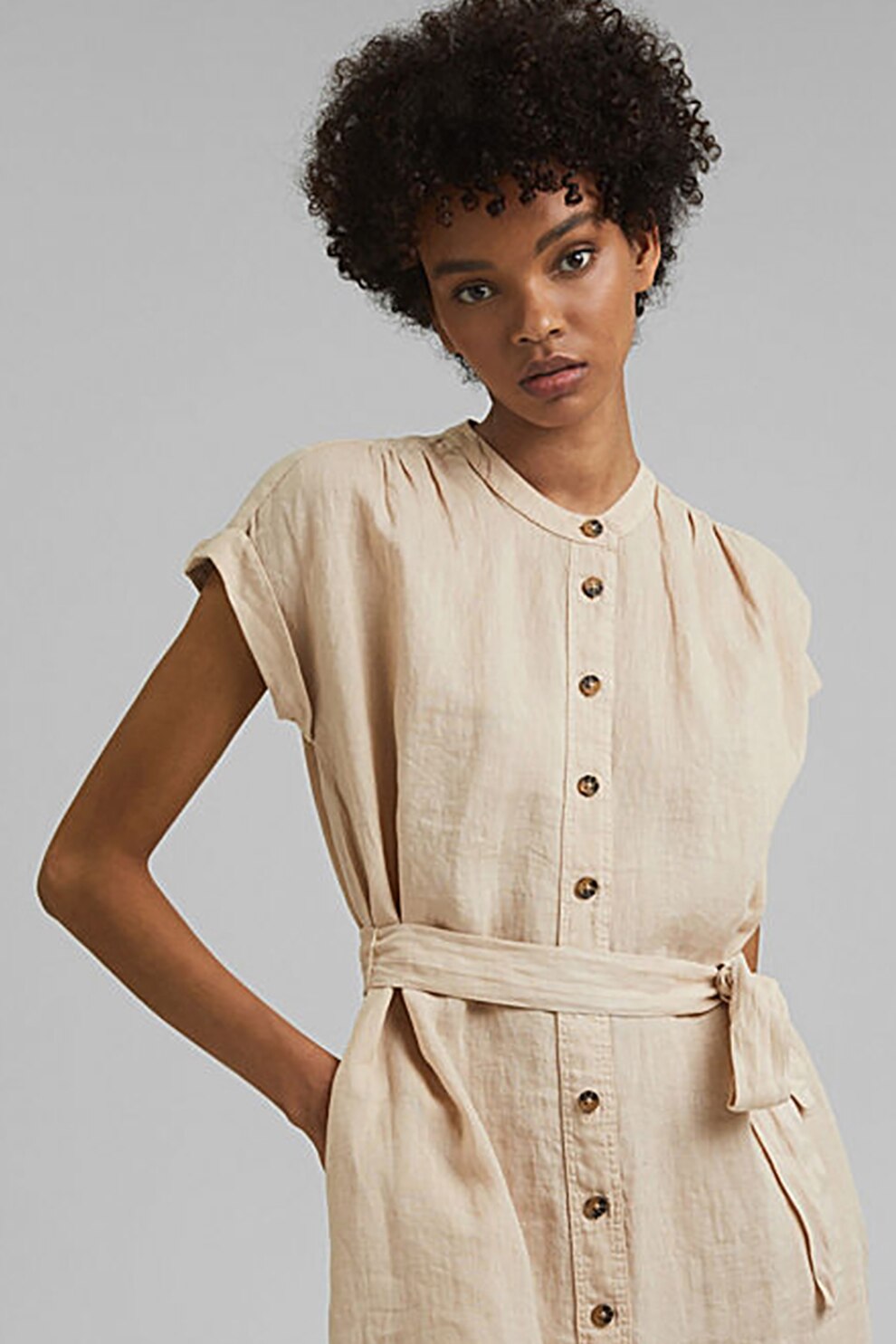 EDC by Esprit, Rochie-camasa de in cu cordon, Bej