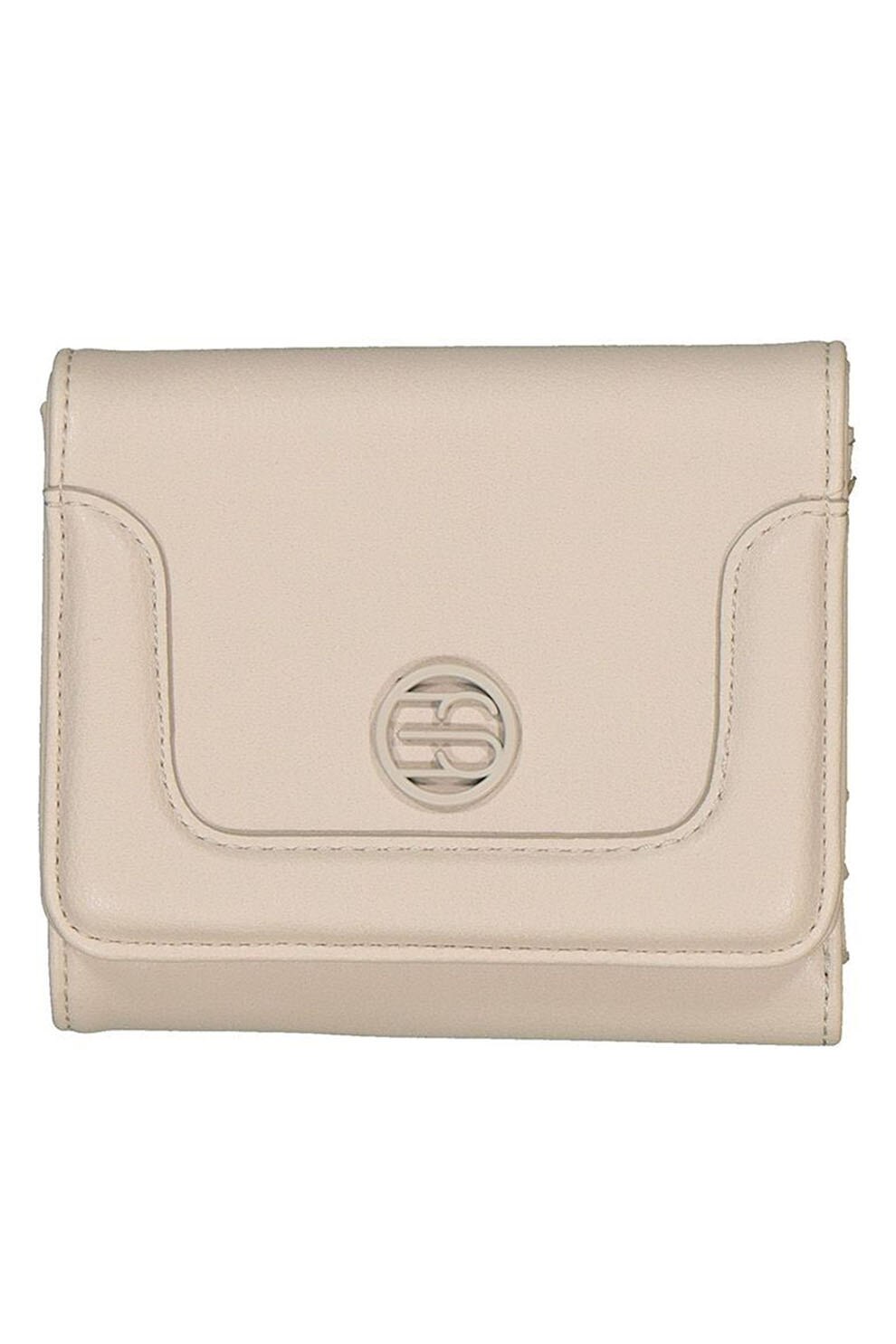 Esprit, Portofel de piele ecologica cu aplicatie logo, Bej