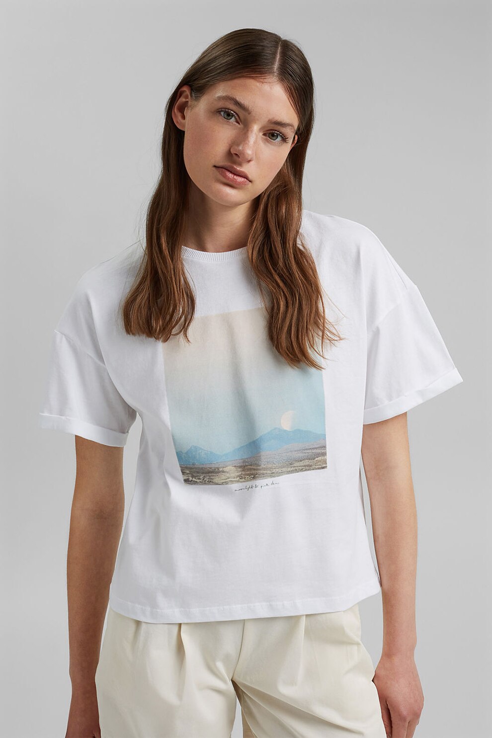 EDC by Esprit, Tricou lejer din bumbac organic, Alb