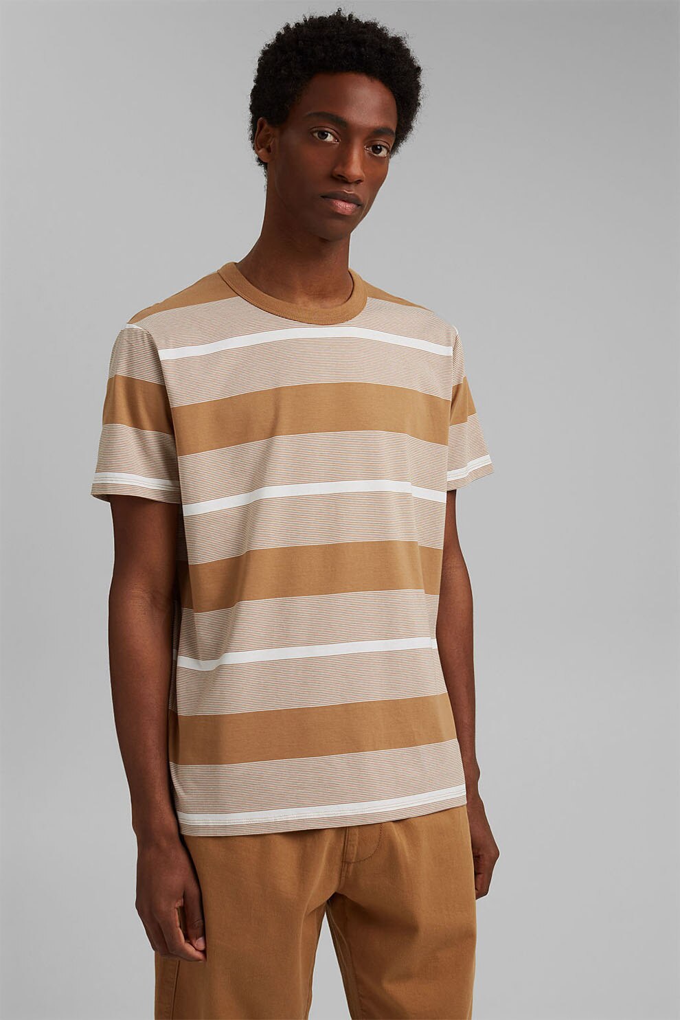 Esprit, Tricou de bumbac organic cu dungi, Multicolora