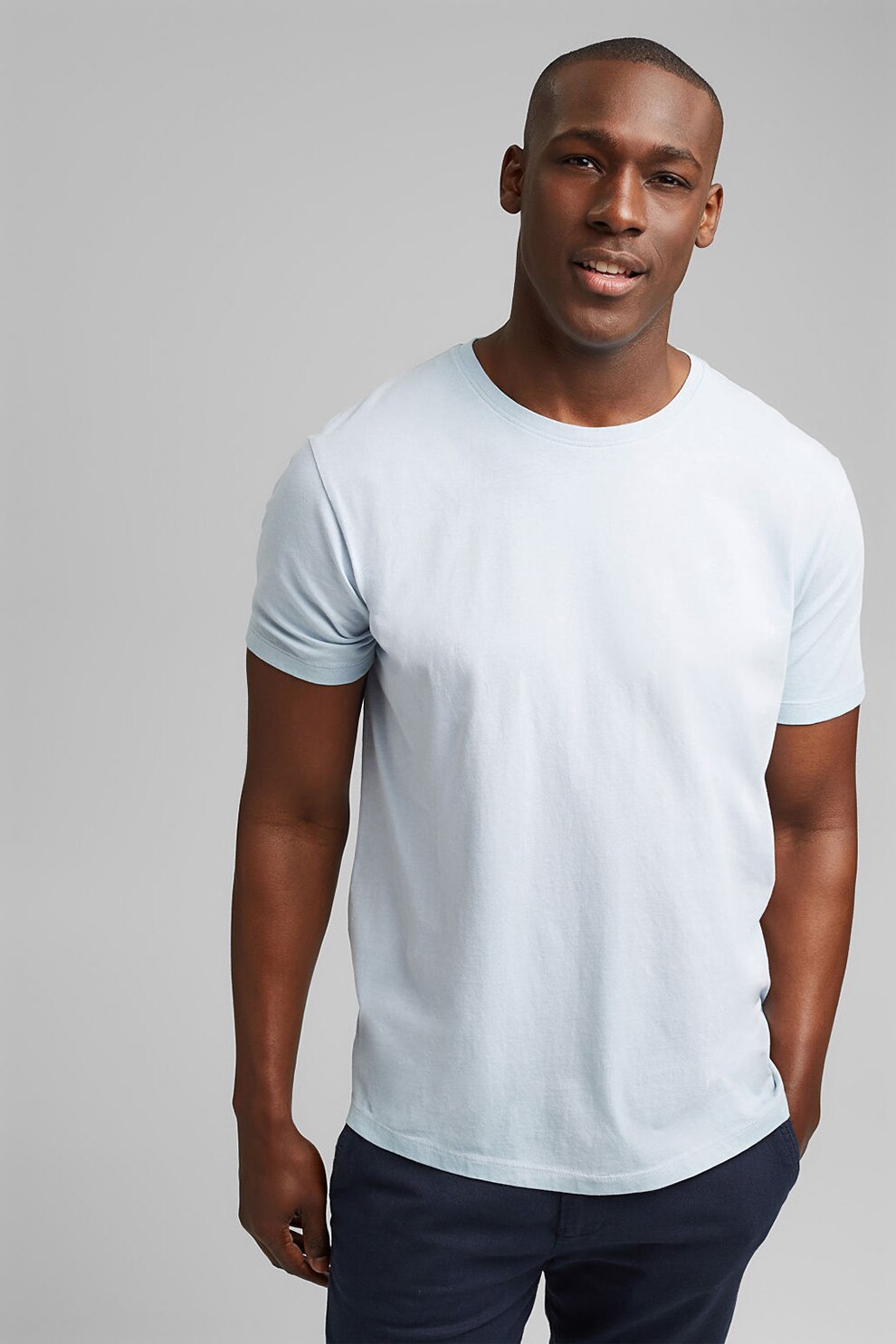 Esprit, Tricou regular fit din bumbac organic, Albastru pastel