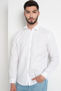 Esprit, Camasa regular fit de bumbac organic cu aspect texturat, Alb Esprit, Camasa regular fit de bumbac organic cu aspect texturat, Alb