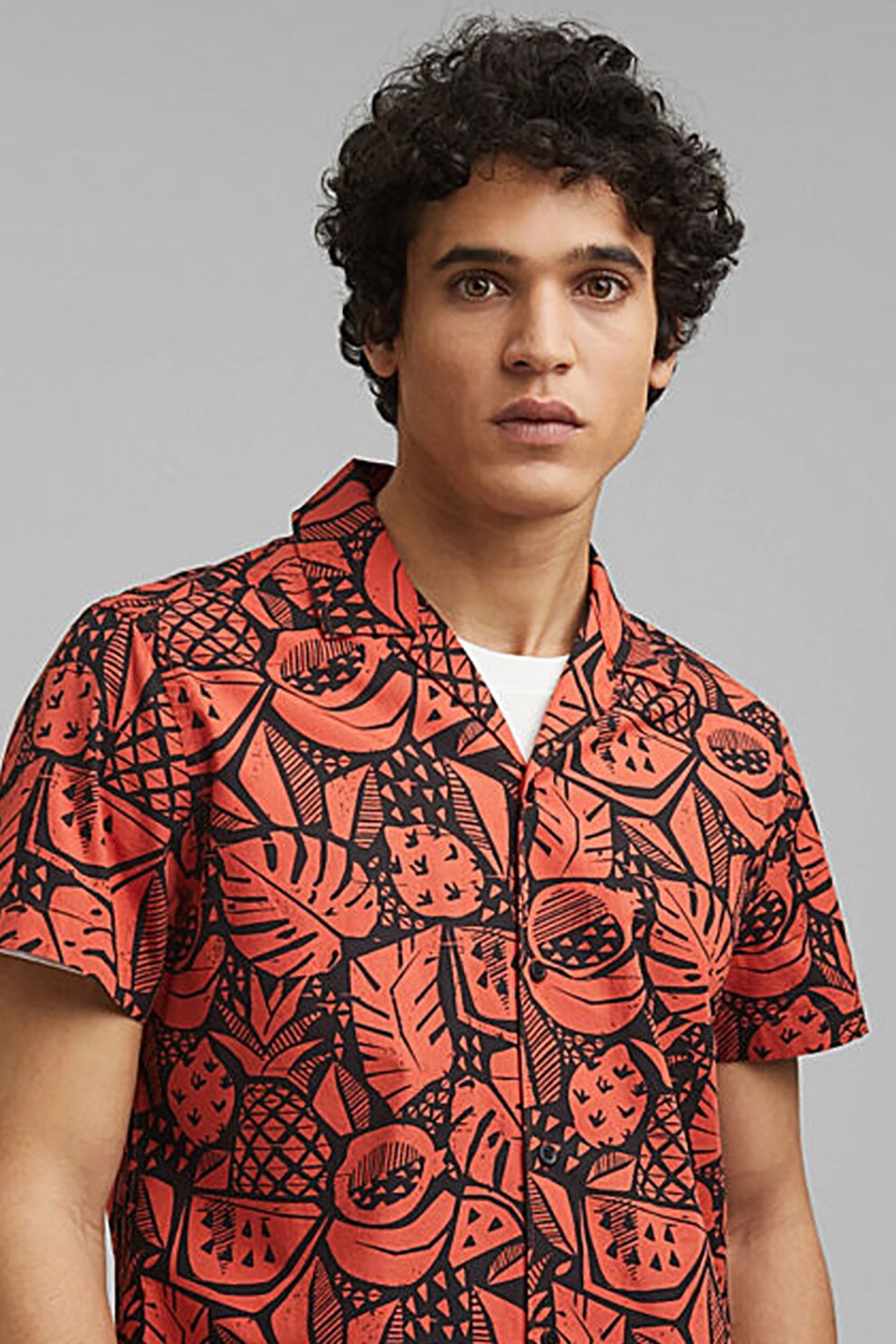 EDC by Esprit, Camasa regular fit de bumbac organic, Oranj mandarina/Negru