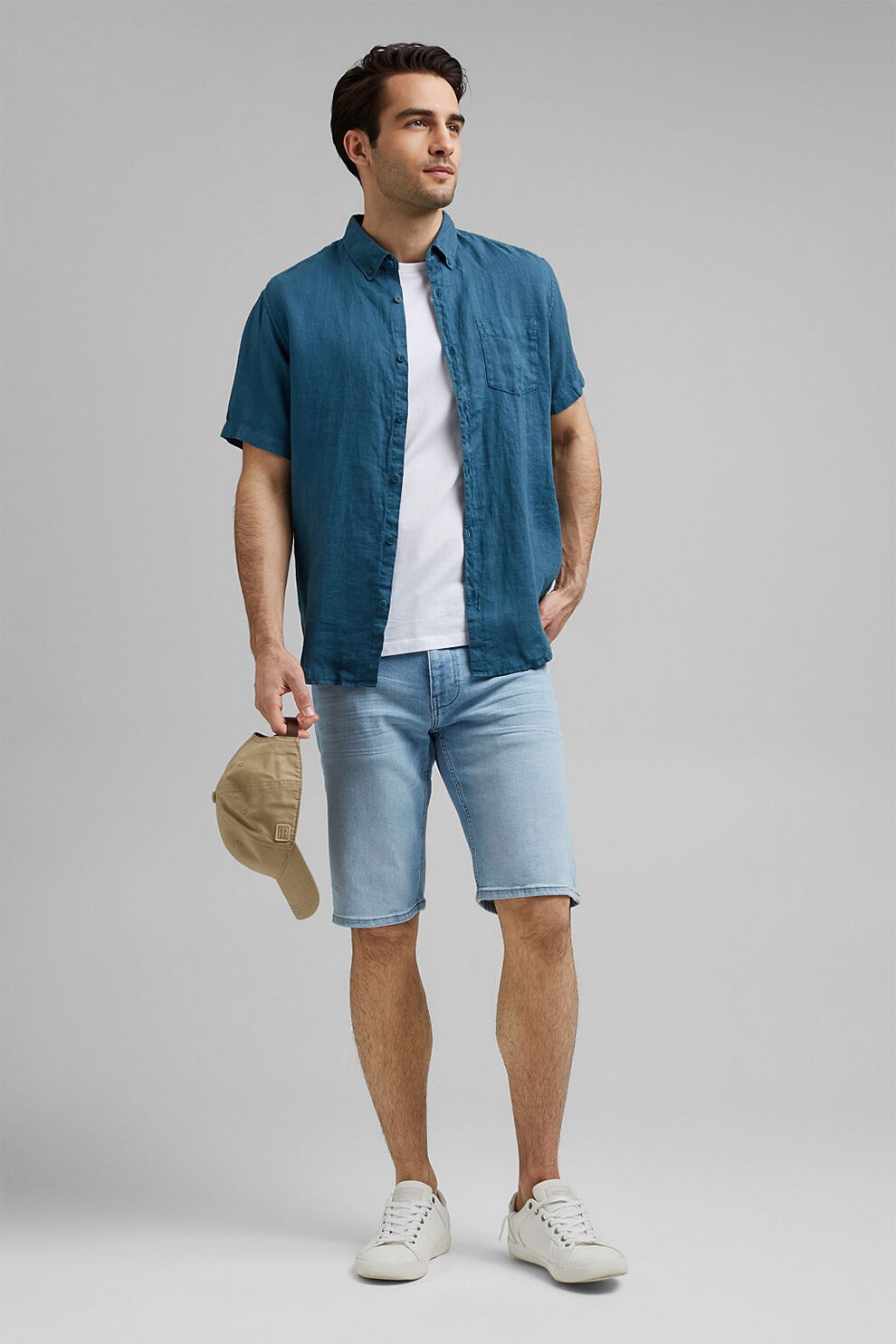 Esprit, Bermude slim fit din denim, Albastru