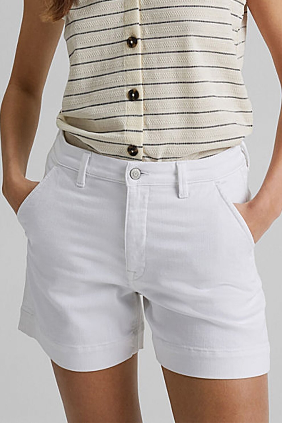Esprit, Pantaloni scurti din denim cu buzunare oblice, Alb
