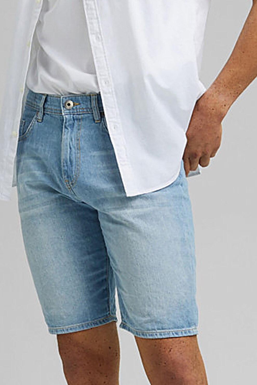 EDC by Esprit, Bermude slim fit din denim, Albastru deschis