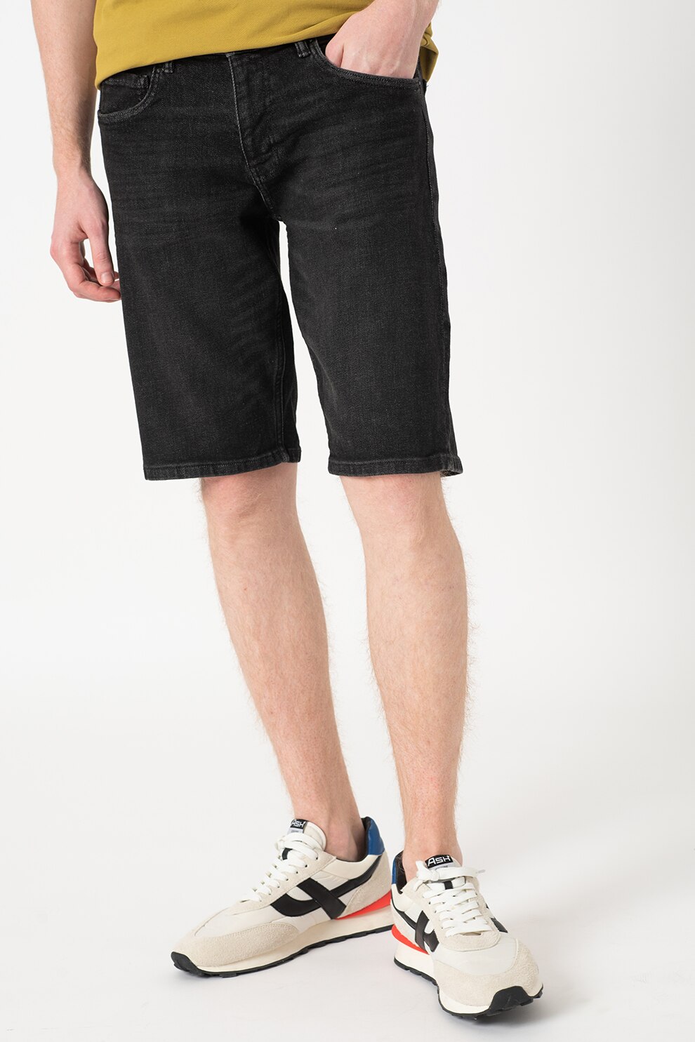 Esprit, Bermude slim fit de denim, Gri inchis