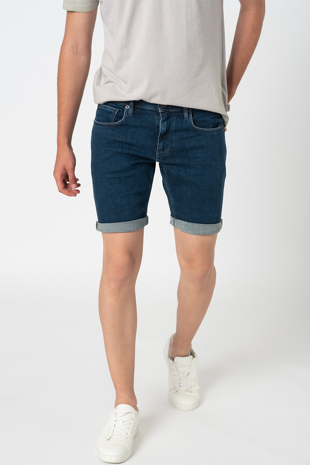 Esprit, Bermude slim fit din denim, Bleumarin