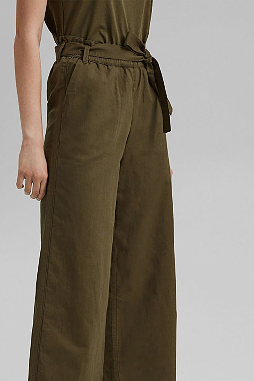 EDC by Esprit, Pantaloni din amestec de in, Verde feriga