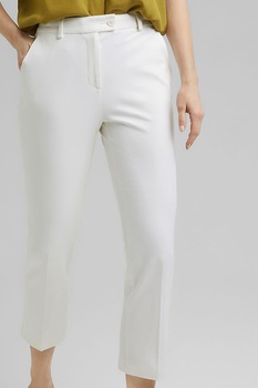 Esprit, Pantaloni crop slim fit cu talie inalta, Alb Esprit, Pantaloni crop slim fit cu talie inalta, Alb