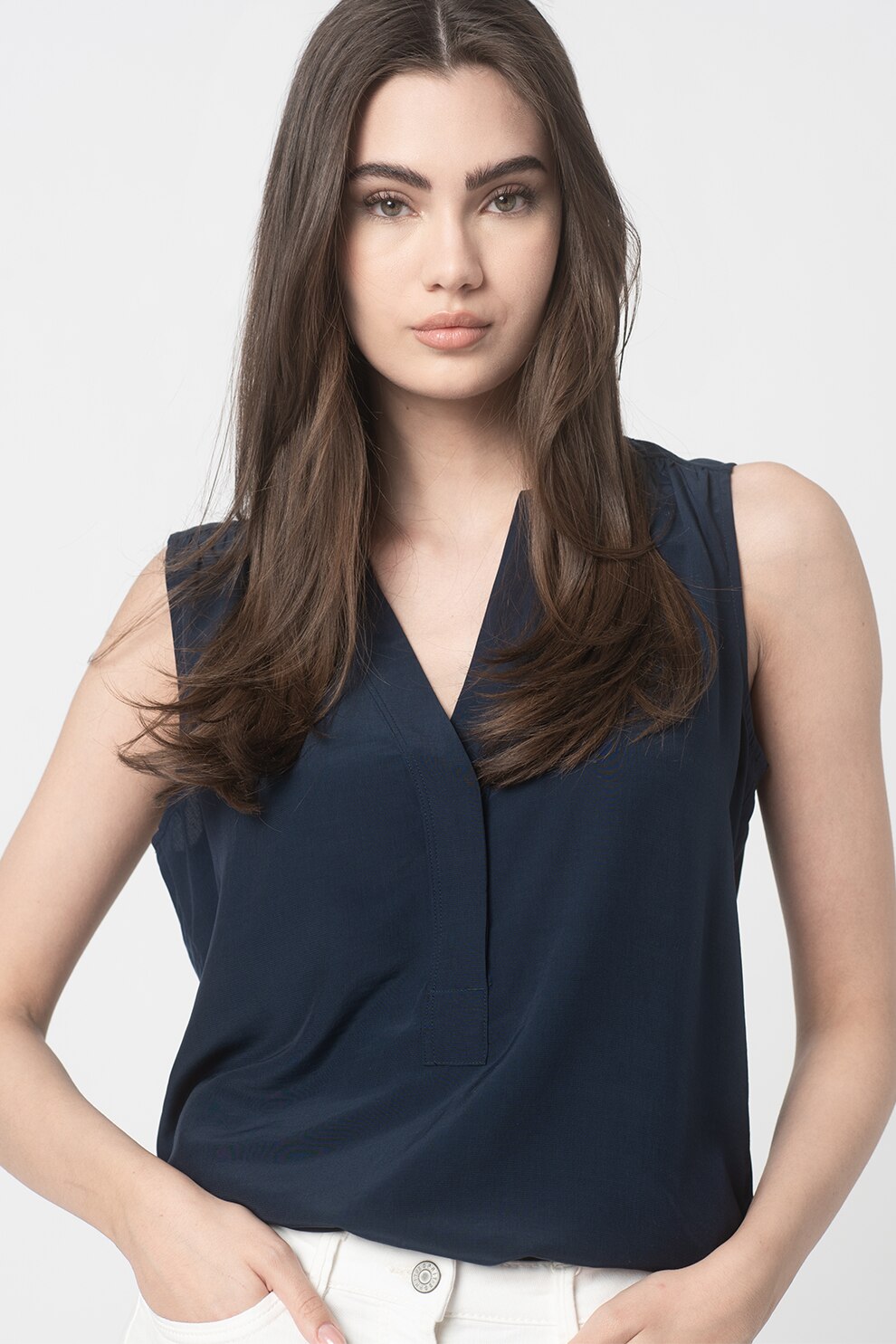 Esprit, Bluza-tunica fara maneci, Bleumarin