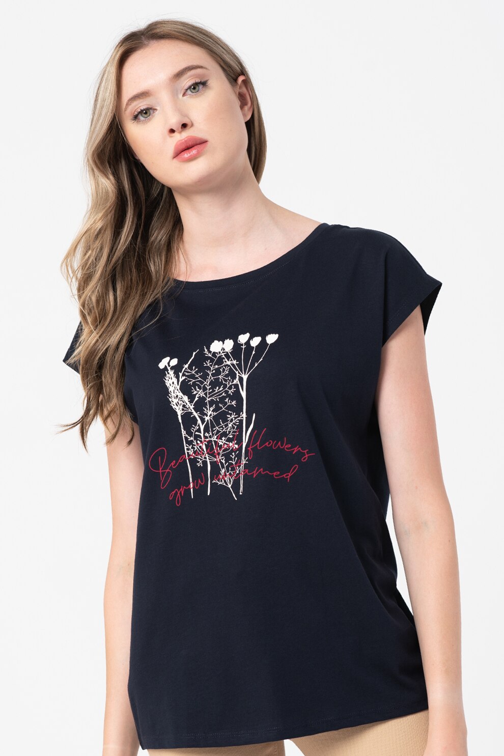 EDC by Esprit, Tricou lejer cu imprimeu, Bleumarin, XS