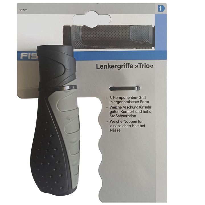 Set mansoane bicicleta Trio, Fischer, ergonomice, trekking/ touren, polipropilena si gel, negru