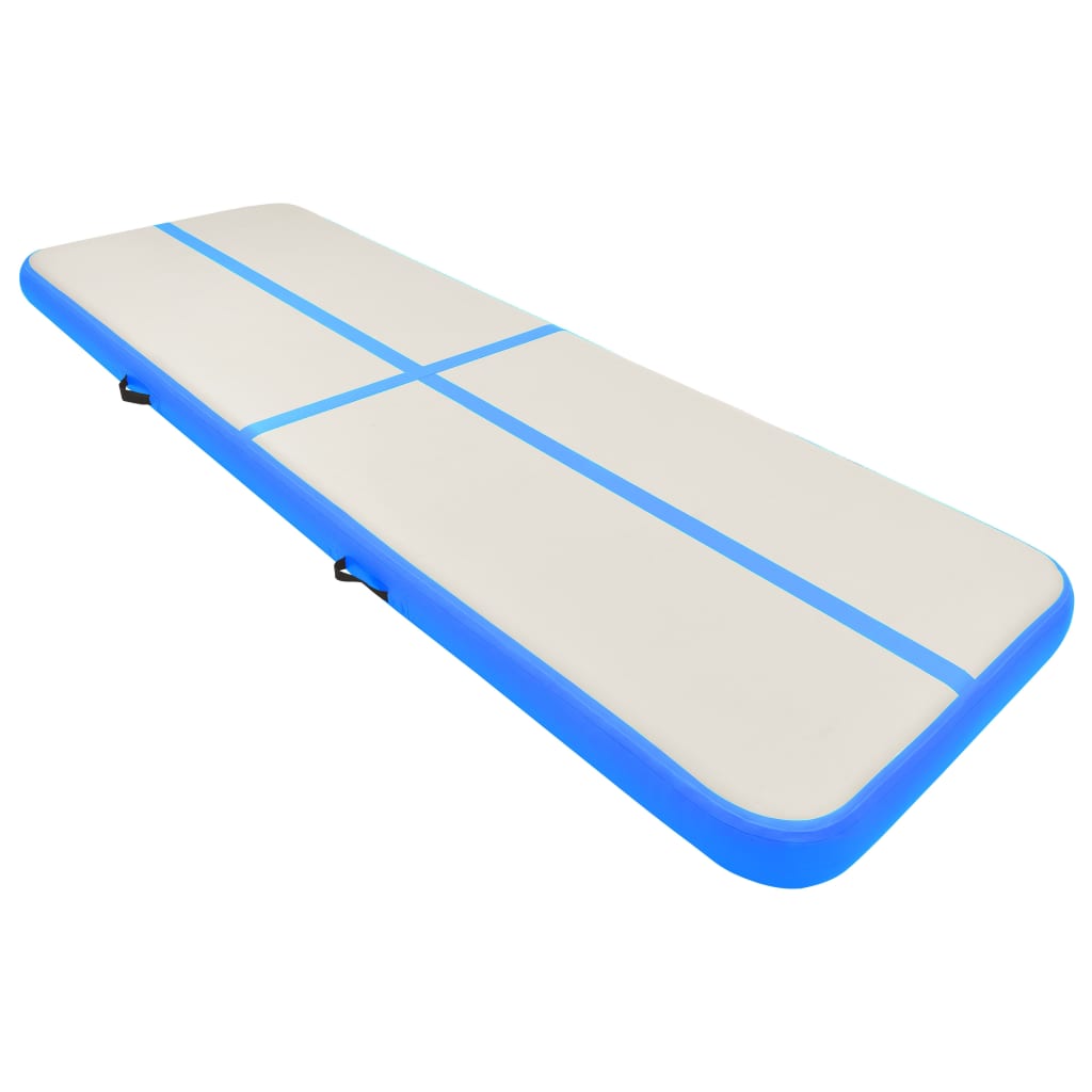 Set saltea gonflabila de gimnastica, cu pompa, vidaXL, PVC, 400 x 100 x 20 cm, Albastru