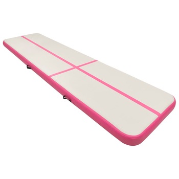 Set saltea gonflabila de gimnastica, cu pompa, vidaXL, PVC, 600 x 100 x 20 cm, Roz Set saltea gonflabila de gimnastica, cu pompa, vidaXL, PVC, 600 x 100 x 20 cm, Roz