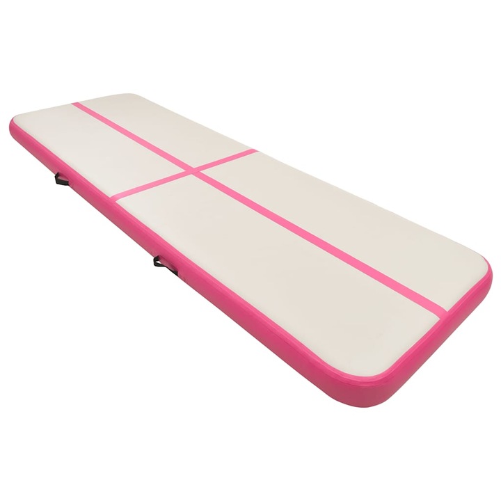Saltea gimnastica gonflabila cu pompa vidaXL, roz 400x100x15 cm PVC