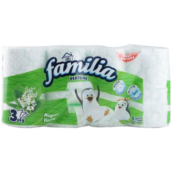 Hartie Igienica FAMILIA, 3 Straturi, 8 Role/Bax, 140 File/Rola, Parfum de Lacrimioare Hartie Igienica FAMILIA, 3 Straturi, 8 Role/Bax, 140 File/Rola, Parfum de Lacrimioare