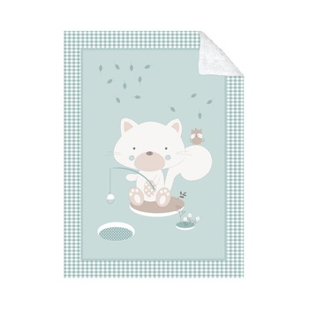 Paturica super soft + sherpa 110x140 cm KikkaBoo Polar Fisher Mint Paturica super soft + sherpa 110x140 cm KikkaBoo Polar Fisher Mint