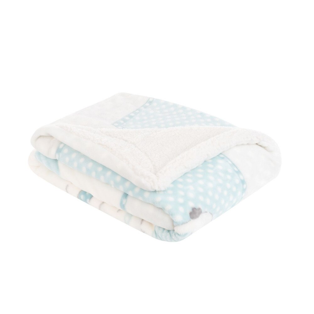 Paturica super soft + sherpa KikkaBoo 80x110 cm Pingui Family Blue