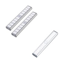 set corpuri de iluminat cu 3 lampi led cu senzor de miscare wireless si reincarcare prin usb pentru dressing dulap de bucatarie baie hol scari  portabile cu 30 si 46 de leduri 19 cm lumina rece imagen 1_0_
0