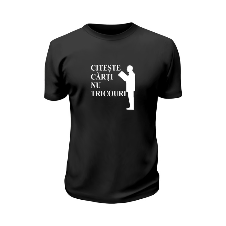 Tricou barbati "Citeste carti nu tricouri", negru, L, Atelierul Hai Hui®