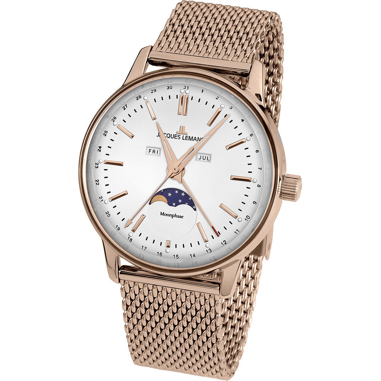 Ceas de dama Jacques Lemans N-214G, Quartz, 38mm, 5ATM, Auriu