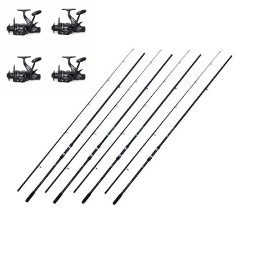 Set 4 lansete 3.6m/3.5lbs/2segmente si 4 mulinete HK 5000