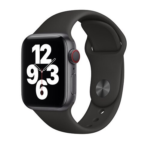 Curea Apple Watch, Silicon, Compatibila cu Apple Watch 3/4/5/6, 38/40mm, Negru