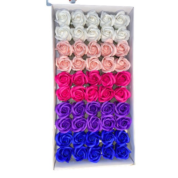 Trandafiri de sapun, multicolor rose-mov, set 50/buc