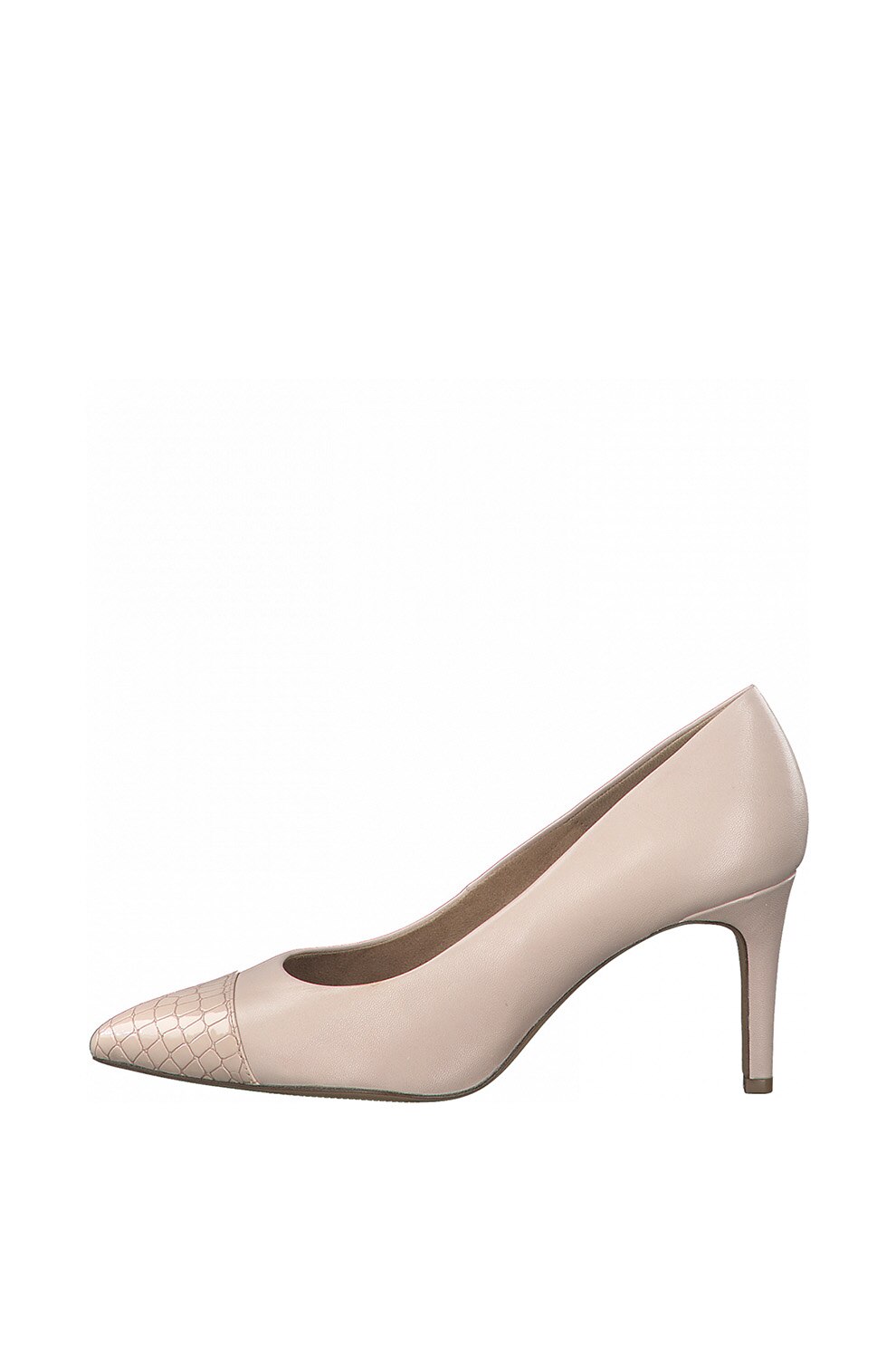 s.Oliver, Pantofi de piele cu varf ascutit si insertii de piele ecologica, Piersica, 40