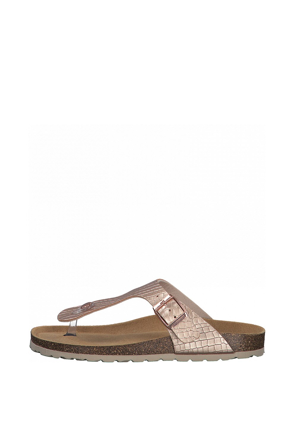 s.Oliver, Papuci flip-flop cu barete din piele ecologica, Auriu rose, 40