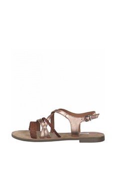 s.Oliver, Sandale din piele cu barete multiple, Maro/Auriu rose, 36 s.Oliver, Sandale din piele cu barete multiple, Maro/Auriu rose, 36