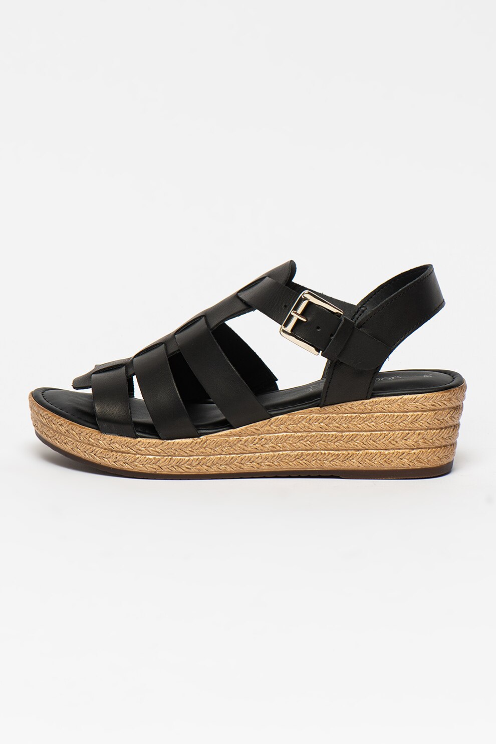 s.Oliver, Sandale tip espadrile din piele ecologica cu talpa wedge