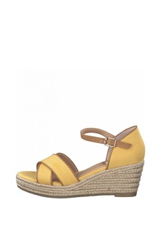 s.Oliver, Sandale wedge tip espadrile de piele ecologica si panza s.Oliver, Sandale wedge tip espadrile de piele ecologica si panza