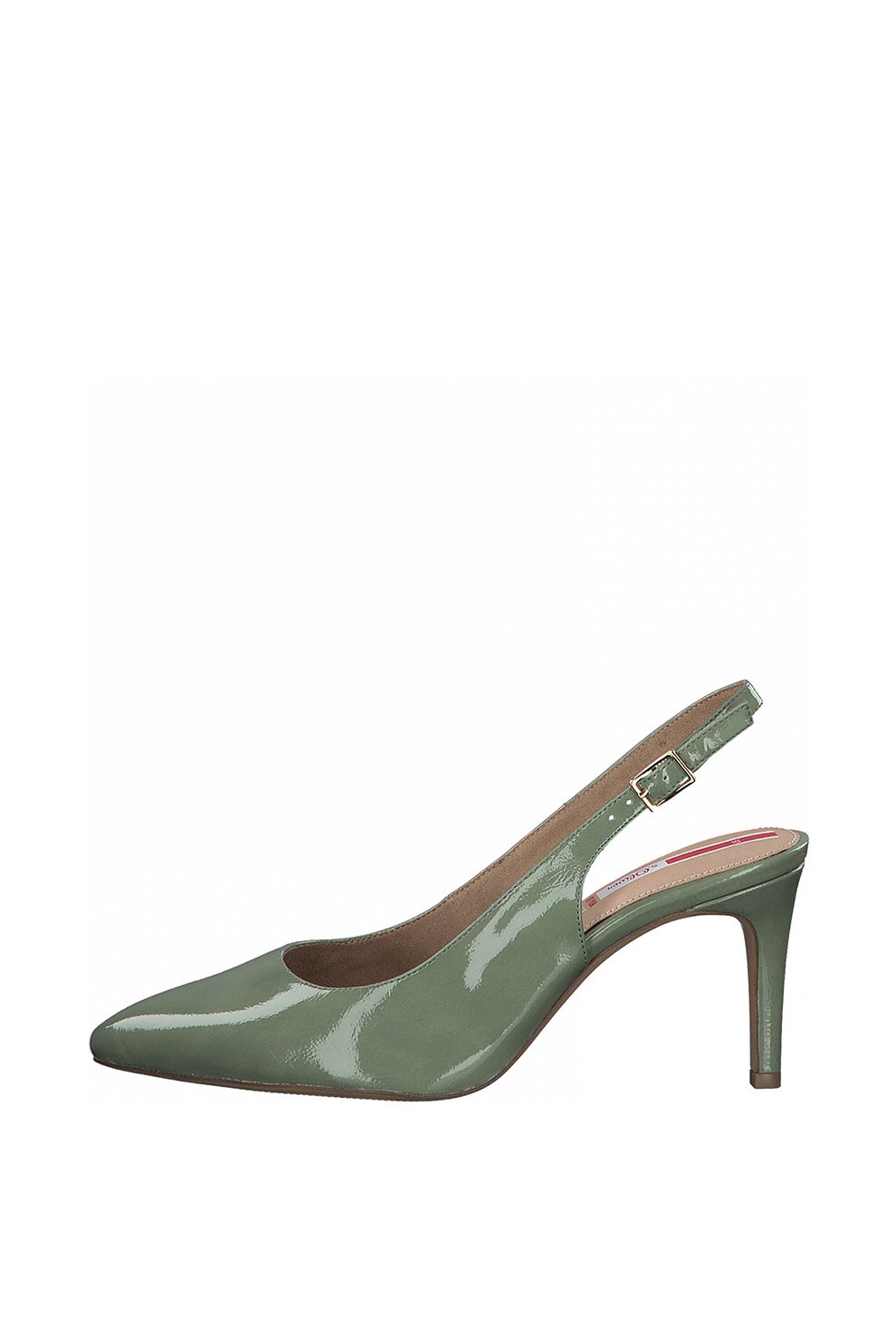 s.Oliver, Pantofi slingback de piele ecologica, Verde marin