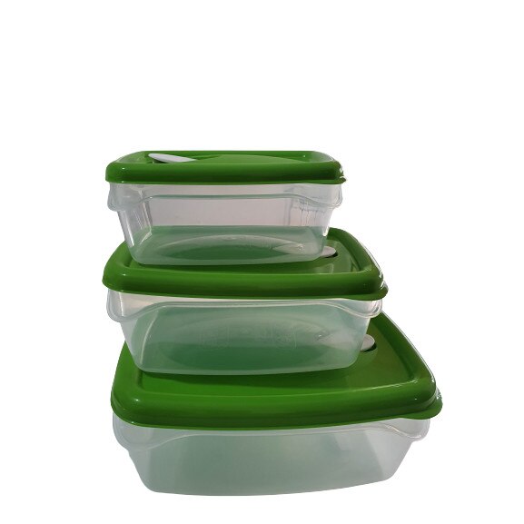 Set 3 caserole alimentare, 0.5, 1 si 2 l, verzi