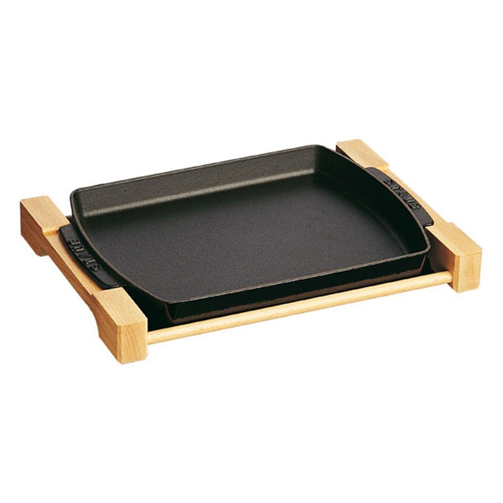Tava cu suport servire, fonta, 33 x 23 cm - Staub