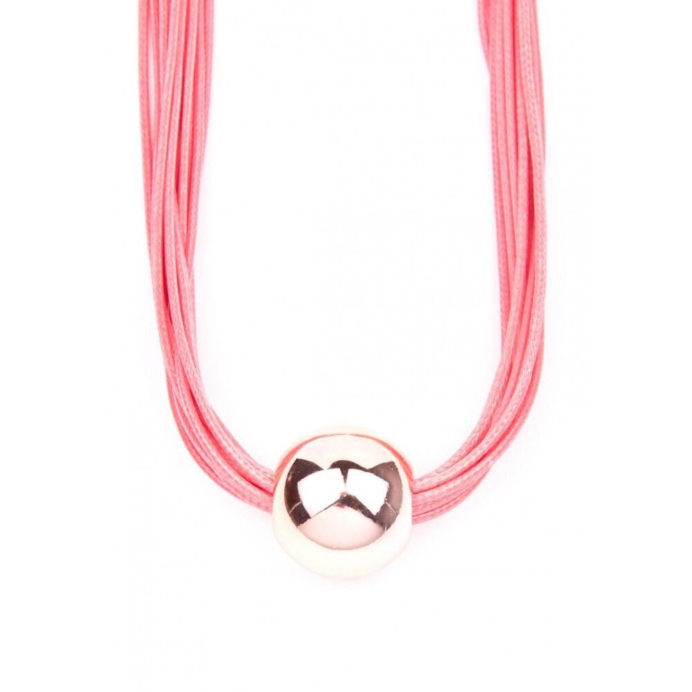 Colier siclam din fasii de matase cu accesoriu sfera aurie
