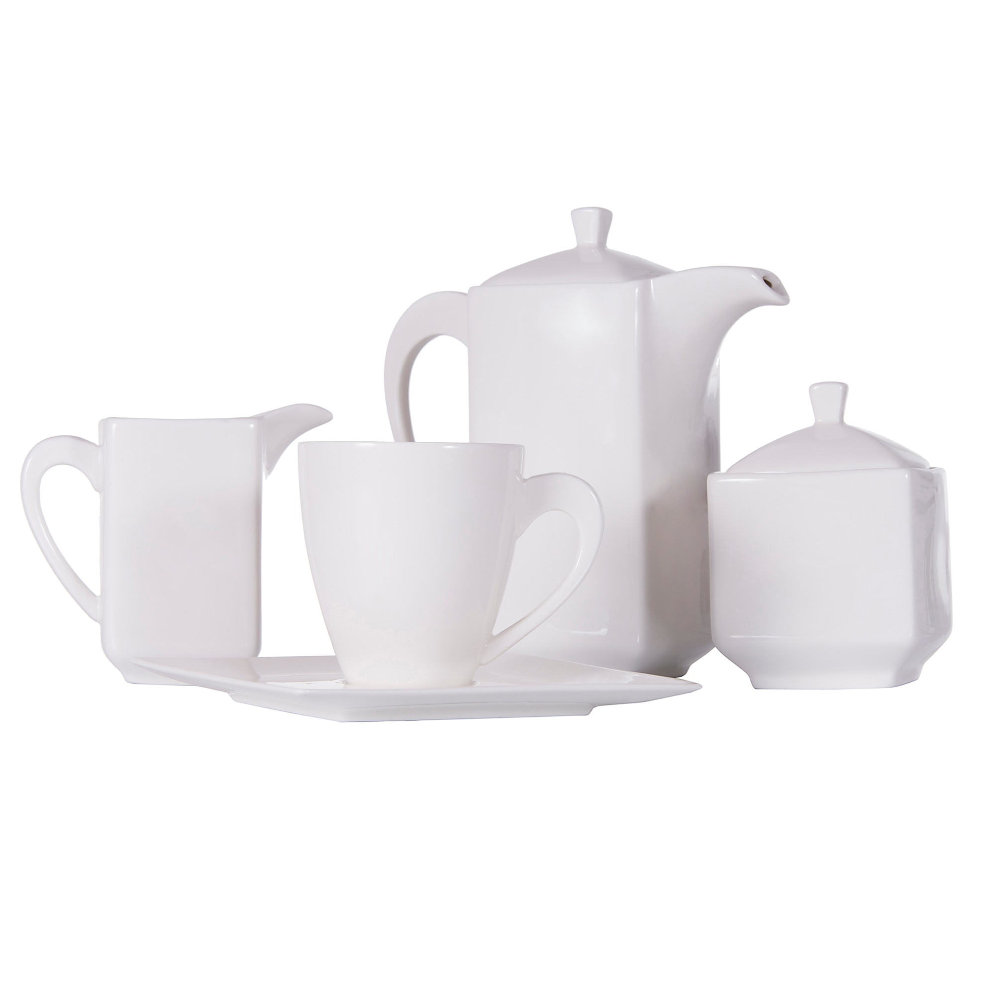 Serviciu de ceai/cafea Ambition Porto, 17 piese, 6 persoane, portelan, alb