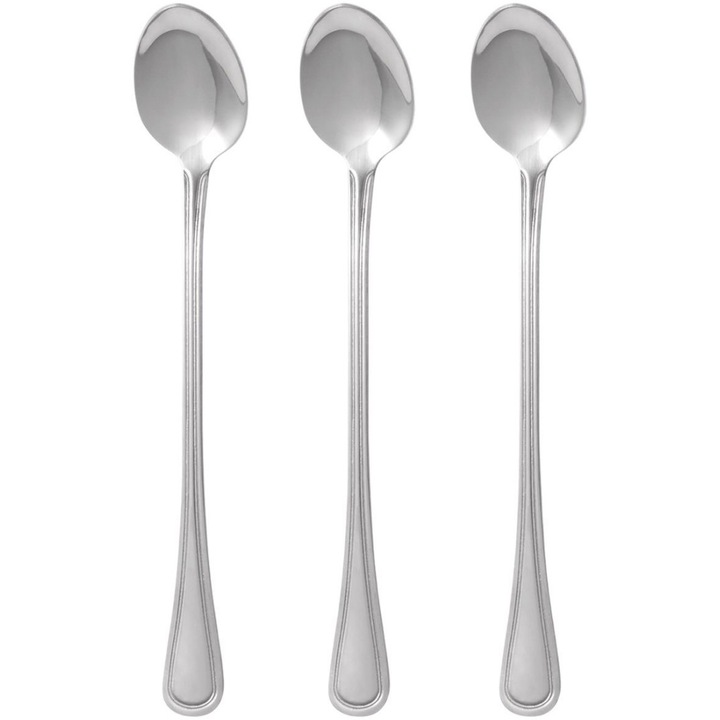 Set lingurita lunga latte Domotti London, 19.7 cm, 3 piese, inox