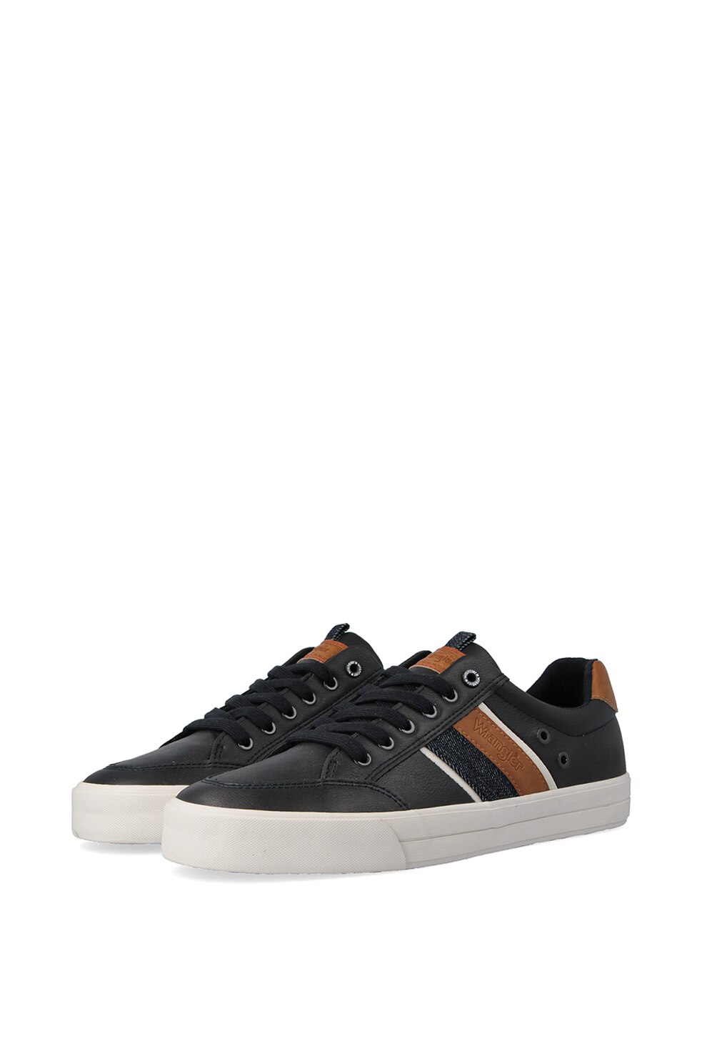 Wrangler, Pantofi sport de piele ecologica cu garnituri contrastante Pacific, Bleumarin/Maro caramel, 44