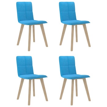 Set de 4 scaune de bucatarie, vidaXL, Tesatura/Lemn de fag, 45 x 47 x 82 cm, Albastru