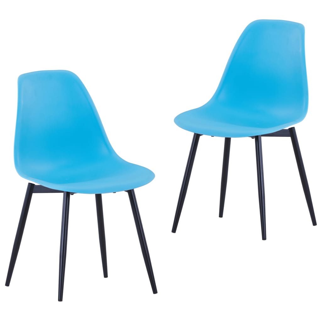 Set de 2 scaune de bucatarie, vidaXL, Polipropilena/Fier, 42 x 45 x 82 cm, Albastru