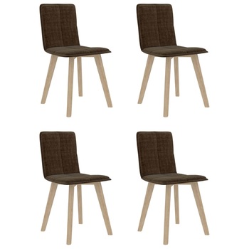 Set de 4 scaune de bucatarie, vidaXL, Tesatura/Lemn de fag, 45 x 47 x 82 cm, Gri taupe