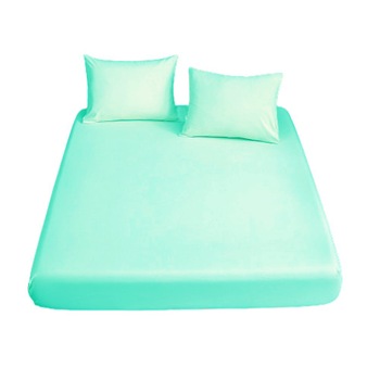 Set lenjerie 2 piese, format din cearceaf de pat cu elastic + 1 fata perna Metru Patrat, de culoare verde deschis, turcoaz, ou de rata, pentru saltea de 120/200 Set lenjerie 2 piese, format din cearceaf de pat cu elastic + 1 fata perna Metru Patrat, de culoare verde deschis, turcoaz, ou de rata, pentru saltea de 120/200