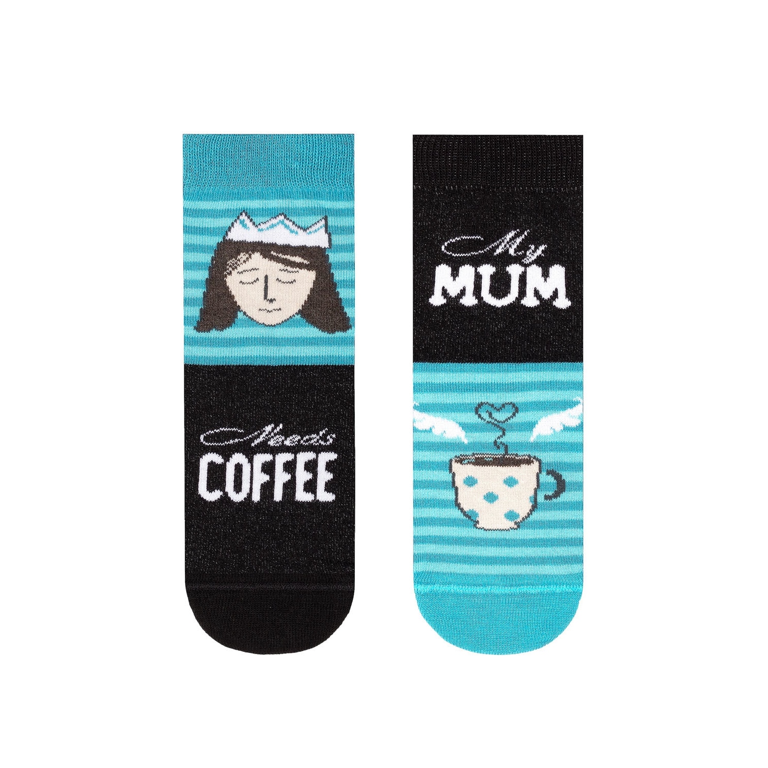 Sosete copii haioase My Mum needs Coffee, Conte Kids Tip-Top 337, Turcoaz