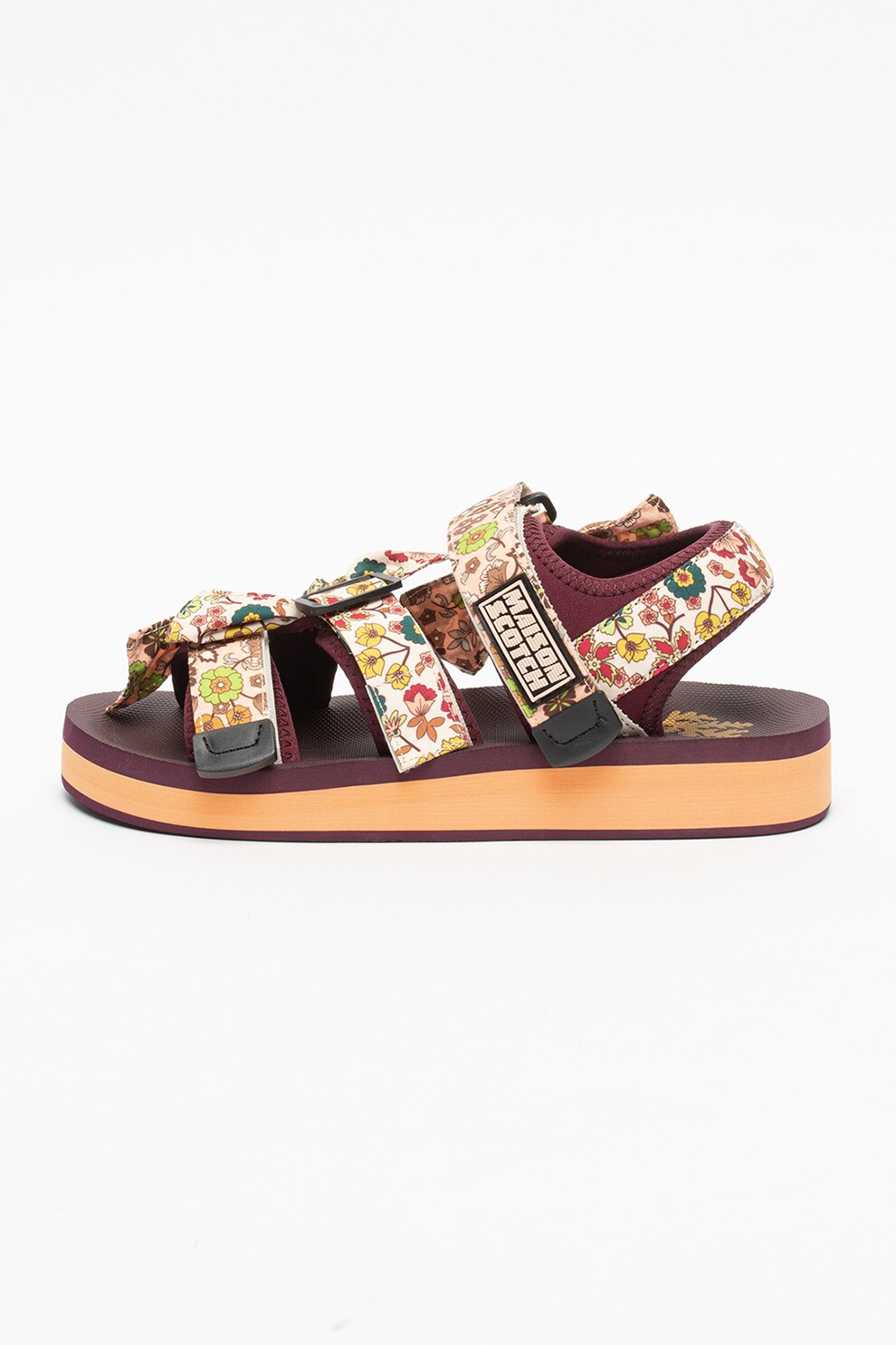 Scotch & Soda, Sandale cu model floral si inchidere velcro Lydia