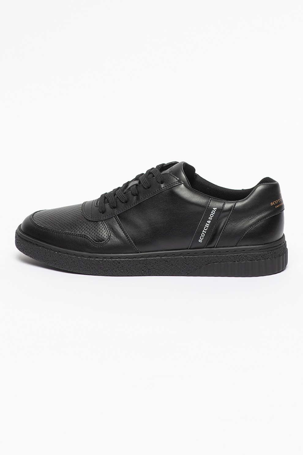 Scotch & Soda, Pantofi sport de piele cu insertii de piele ecologica Brilliant, Negru, 45